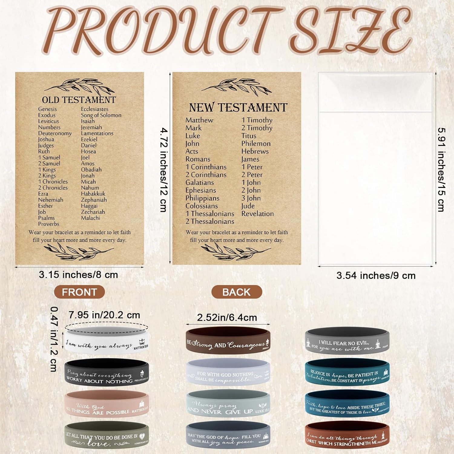 HyDren 36 Sets Christian Gifts Pastor Church Bulk VBS Bible Verse Bracelet Religious Learning Chart Scripture Jesus Prayer Card for Sunday School Teacher Clergy Valentines Party Favors(Dark Color) - Image 2