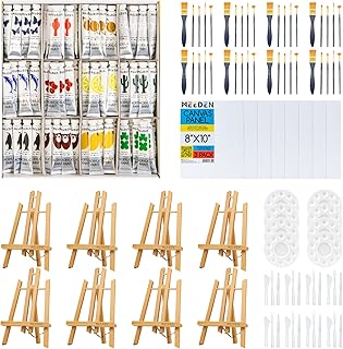 MEEDEN Kids Acrylic Painting Kit with Wood Table Easel, Kids Art Set with Acrylic Paints, Brushes, Canvas & More Painting Art Supplies for Little Artist, Painting Party, Art Class & DIY