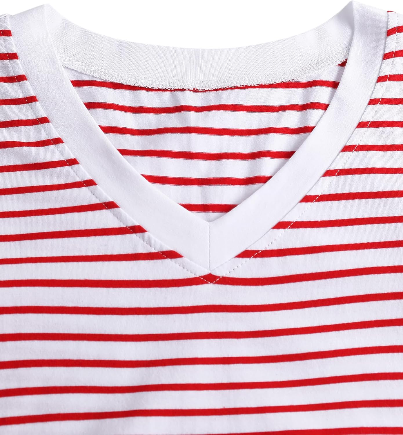 LilyCoco Striped Shirt Women Ruffle 3/4 Sleeve Casual V Neck T Shirts - Image 5
