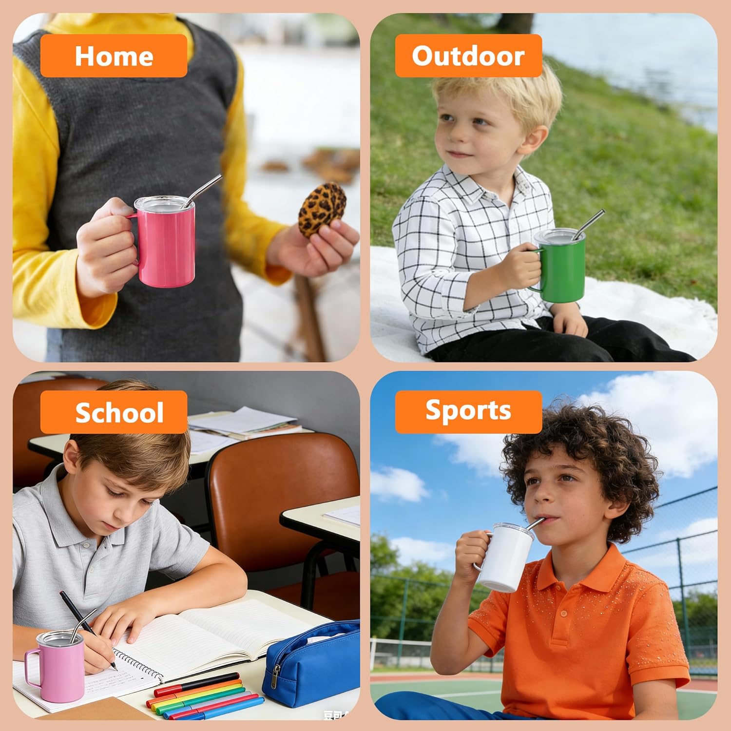 5oz Tumbler with Handle, 6Pack Mini Tumblers with Lids and Straw, Double Wall Vacuum Insulated Tumblers for for Home, Party, Bar, Camping, Festival Gifts