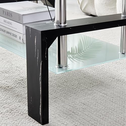 Miniatura 12 de Mesa de centro rectangular para sala de estar, mesa de té adecuada para sala de espera, mesa de centro lateral moderna con patas de madera, mesa de