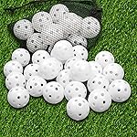THIODOON Practice Golf Balls 24 Pack Limited Flight Golf Balls 40mm Hollow Plastic Golf Training Balls Colored Airflow Golf Balls for Swing Practice Driving Range Home Use Indoor (White,24 pcs)
