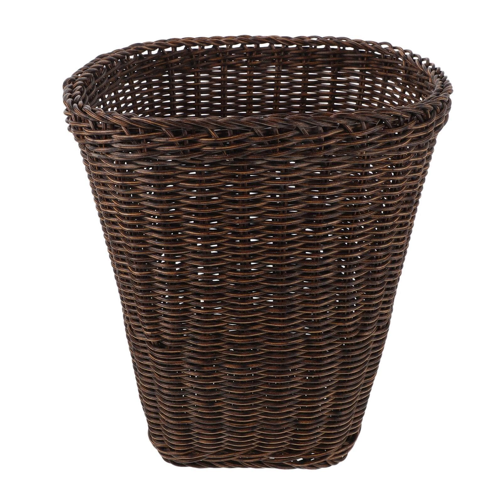 MAGICLULU Cestino per Carta Straccia in Rattan Sintetico Stile Vintage Piccolo Cestino per Rifiuti da Scrivania in Legno da Ufficio Compatto e Resistente per Casa e Ufficio