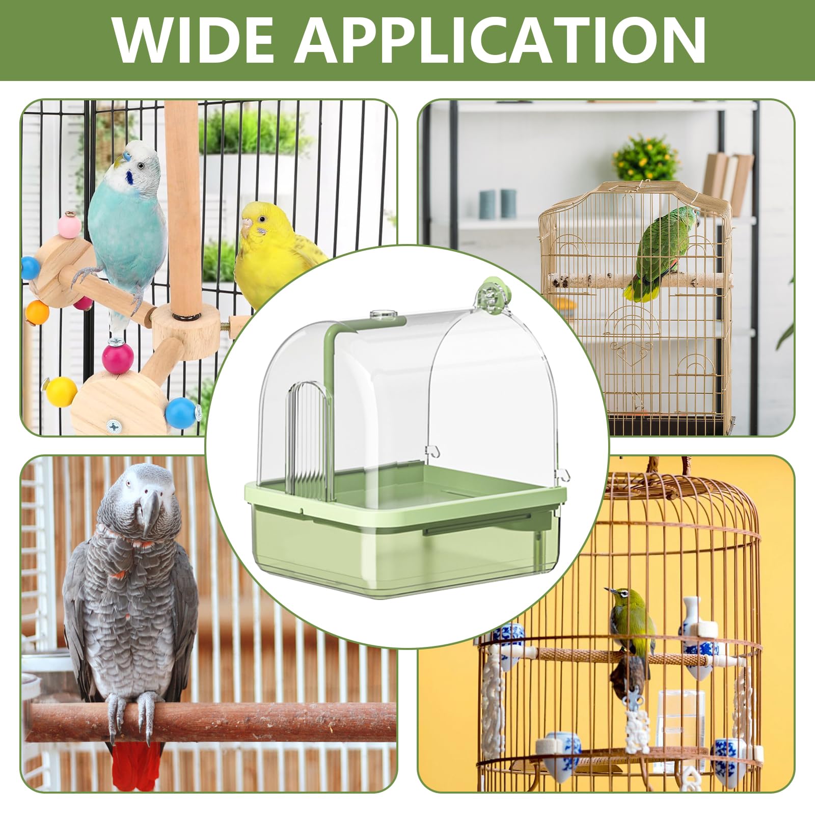 Baignoire pour Oiseaux, Bain d'oiseau Suspendu Cube Bain d'oiseau Automatique Baignoire boîte de Bain Bol Cage Accessoires pour Petits Oiseaux Canaris Perruches