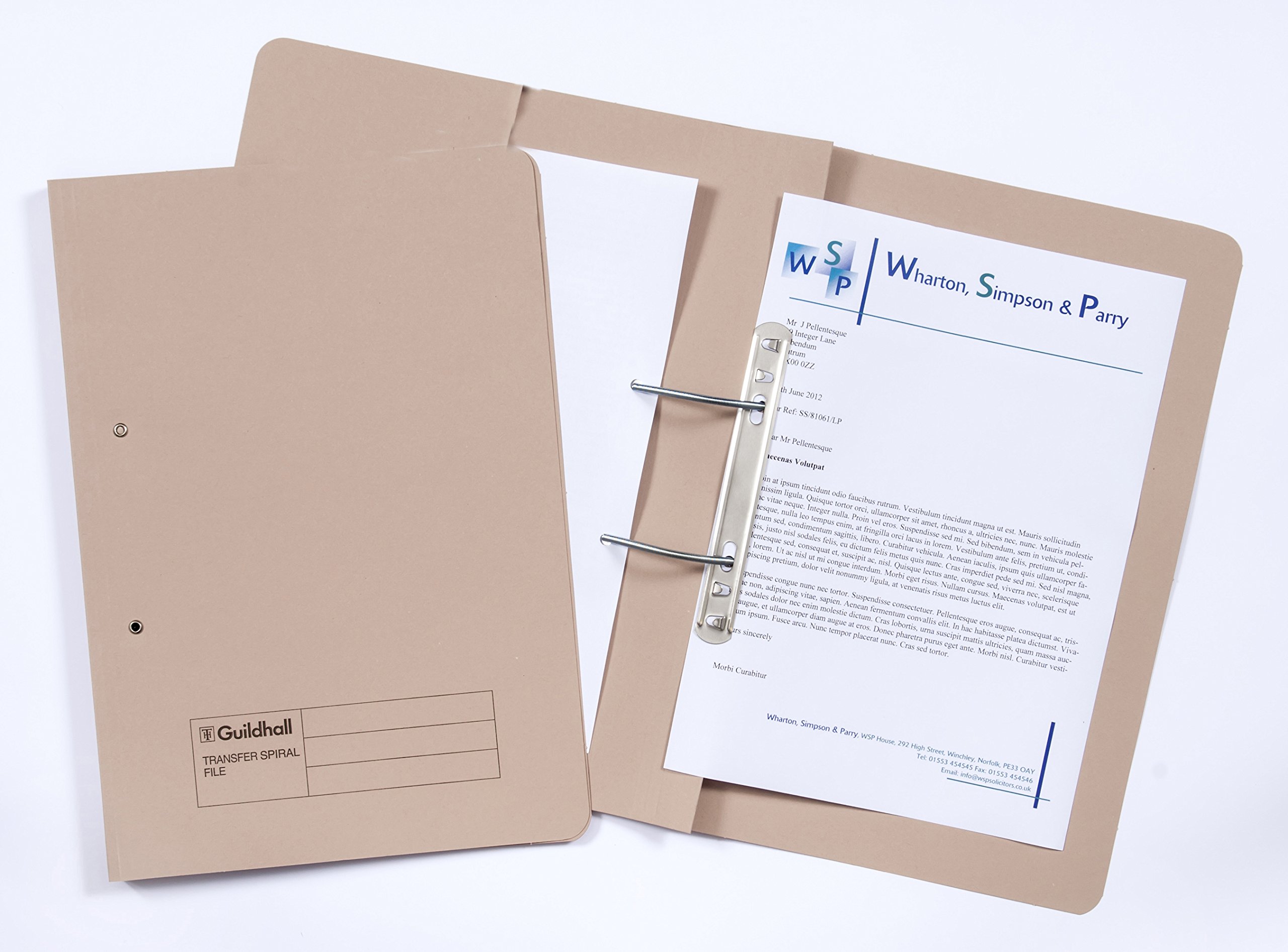 Guildhall Transfer Spring File 420gsm FrontPocket Foolscap Buff Ref