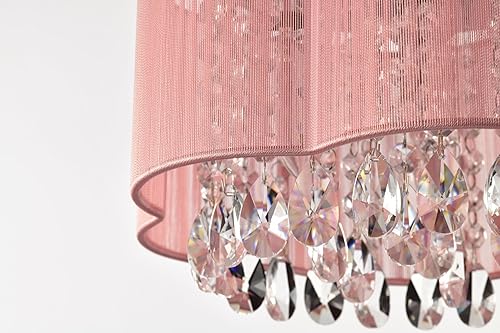Miniatura 6 de LaLuLa Lámpara de techo de cristal rosa, montaje empotrado de 3 luces con pantalla de flores hecha a mano, pequeña lámpara moderna para dormitorio