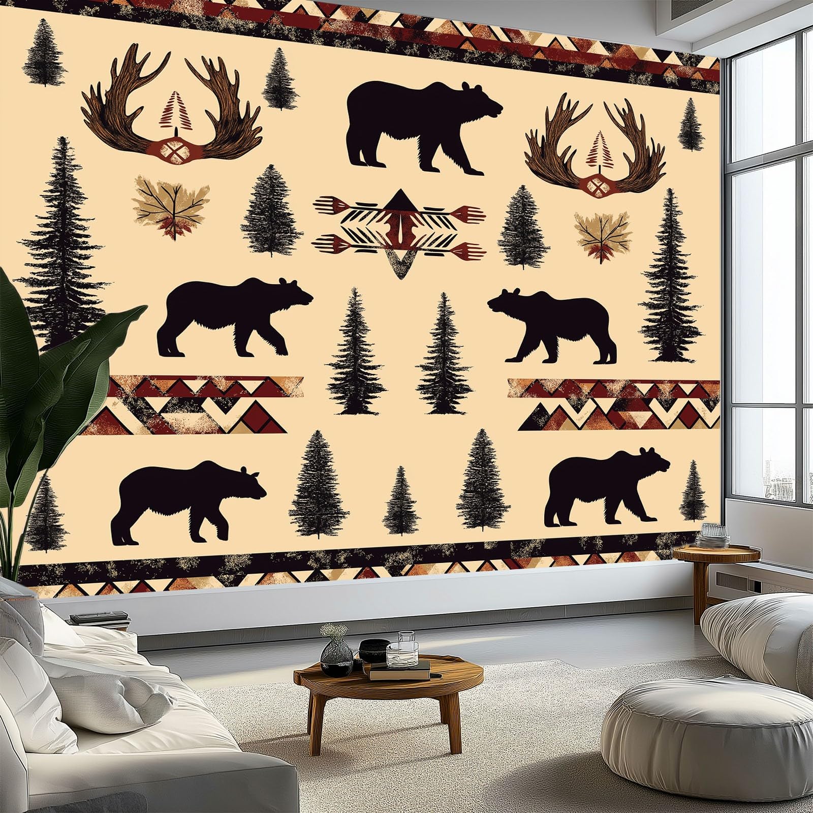 Papier peint animaux de la campagne beige pour une décoration murale pleine de nostalgie
