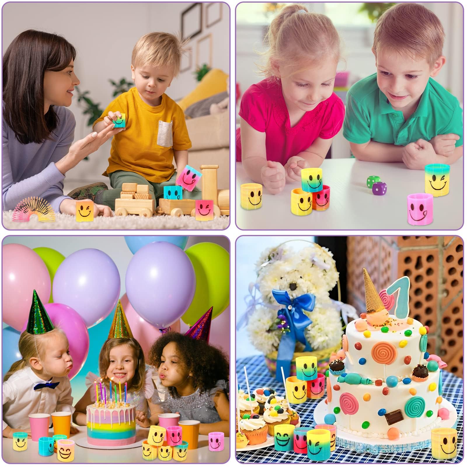 Annhao 30 Pezzi Molle Gadget Compleanno per Bambini, Mini Smile Molla Giocattolo, Regalini Fine Festa, Invitati Riempitivi