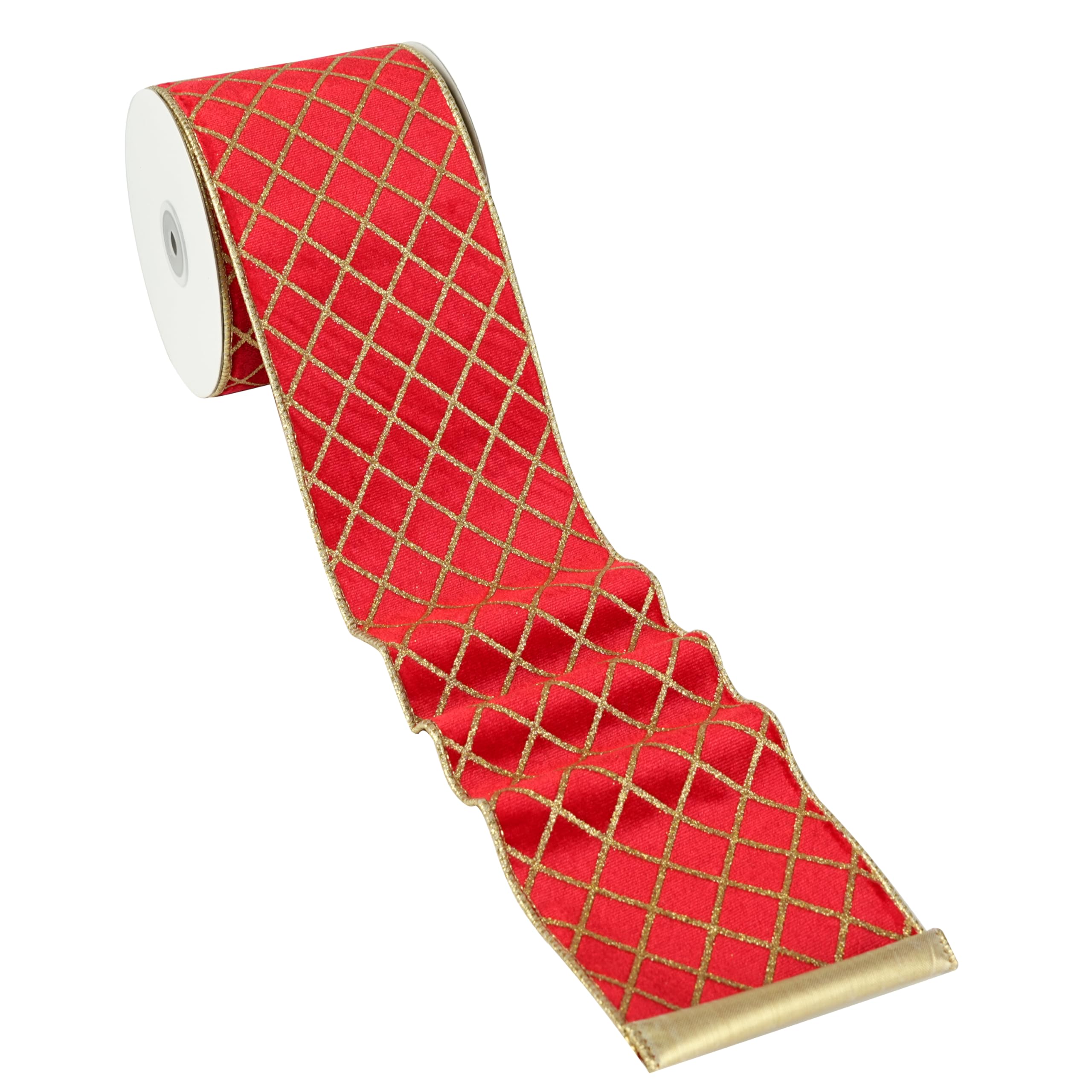 Amazon.com: MAYREEL Red and Gold Christmas Tree Ribbon 4 Inch, Metallic ...