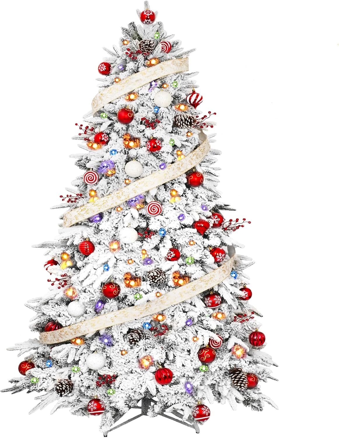 Pre lit Flocked Christmas Tree 7.5 ft, COLORSPEC Pre