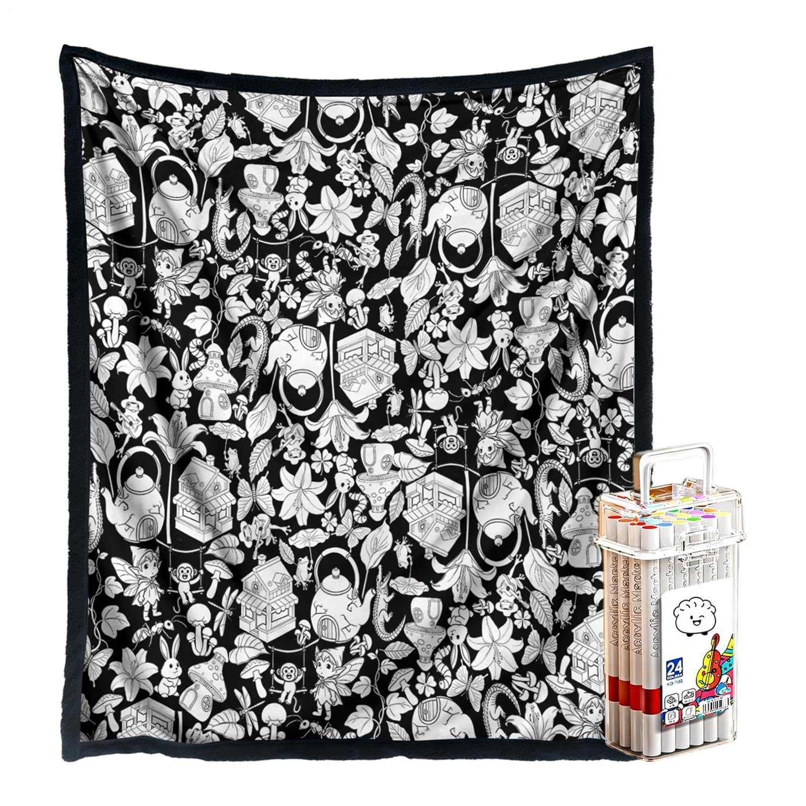 Couverture à colorier DIY plaid de bricolage pour adulte et enfant