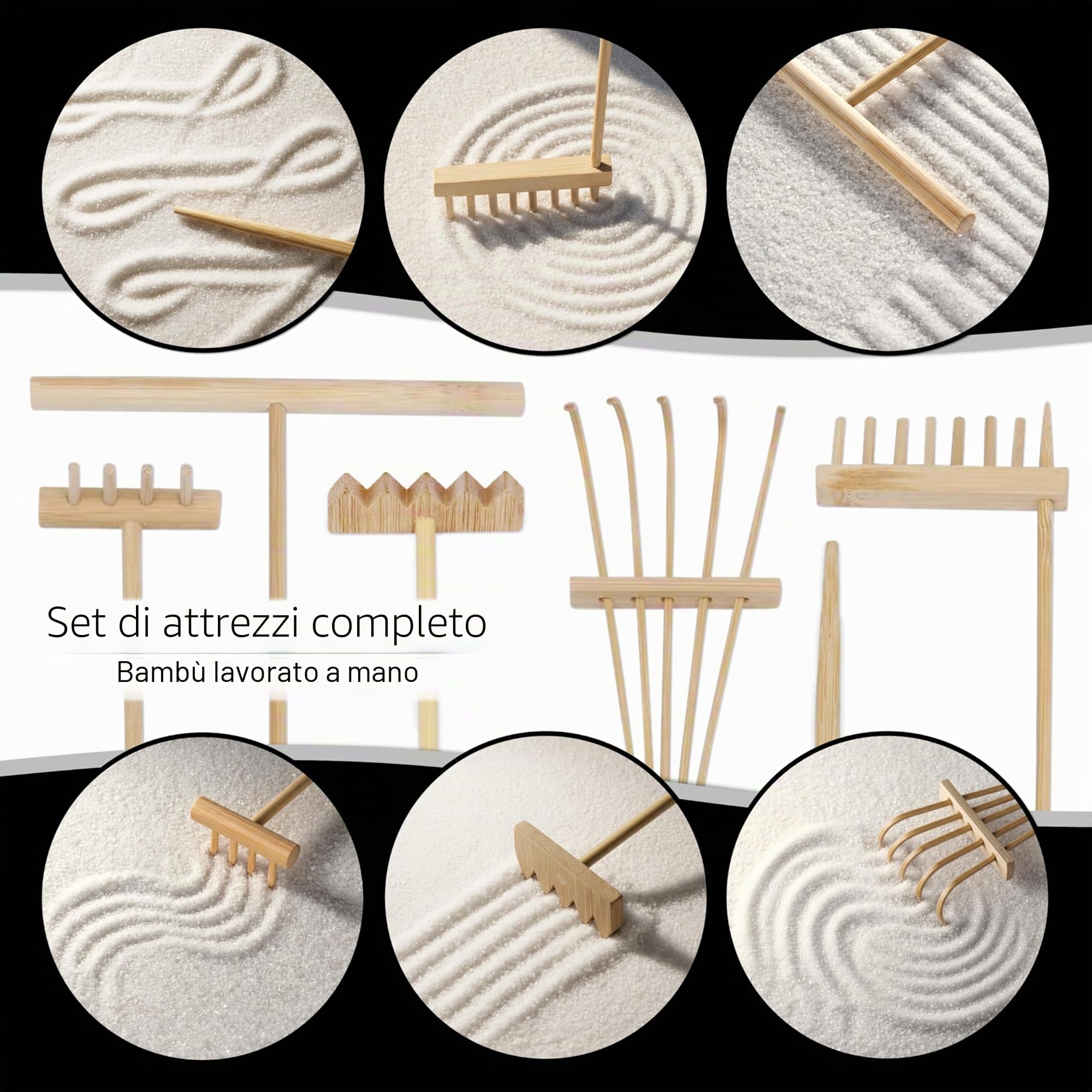 Island Falls Home Zen Garden Kit 28x20 cm, bellissimo set regalo giapponese per giardino roccioso, accessori per la casa, 15 caratteristiche, vassoio per la decorazione della stanza da meditazione