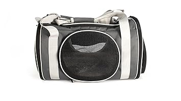 Caldwell's Soft-Sided Travel Pet Carrier, Top Loading, 4 Zippered Openings, Strong Mesh, Airline Approved, Foldable, Small and Medium Cats, Small Dogs Up to 15 Pounds (Light Gray/Dark Gray)