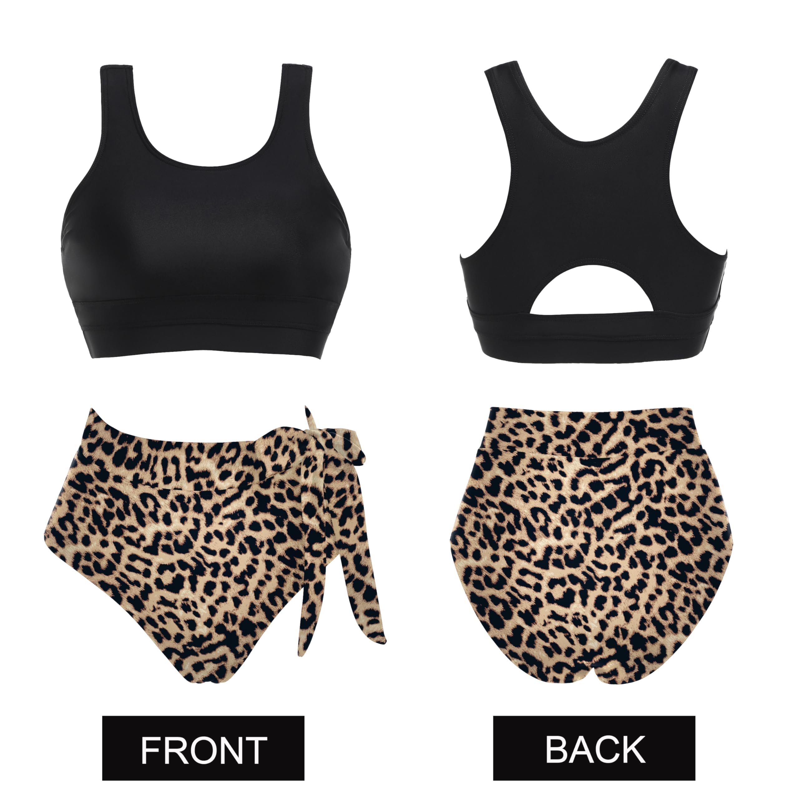 Ekouaer Bikini Damen Set Push Up Badeanzug Zweiteiliger Sexy Bauchweg High Waist Sommer Bademode Strand Bikinis Swimsuit