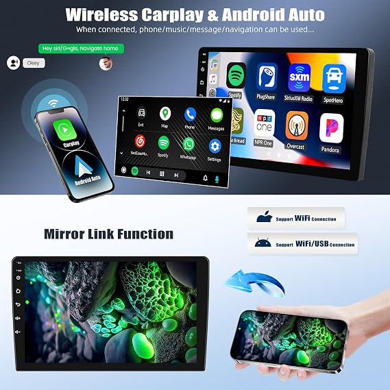 [8CORE 6G+128G] Android 15 Car Stereo for Nissan Altima 2013 2014 2015 with Wireless CarPlay Android Auto,10.1 Touchscreen Car Radio with Mirror Link WiFi/GPS,Bluetooth,FM/RDS SWC+Backup Camera