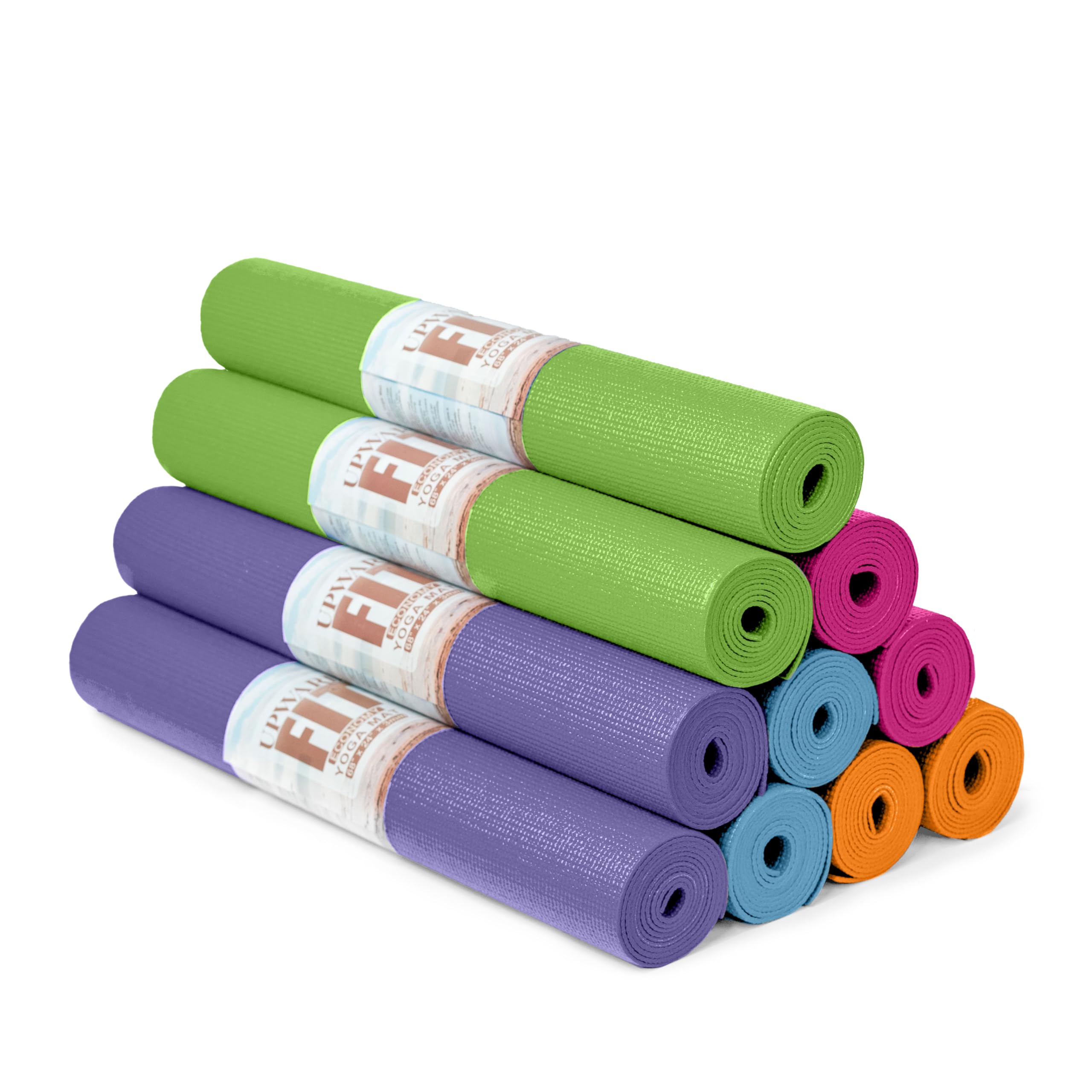 10 Pack Economy Yoga Mat 68 x 24 Non Slip Exercise Mat 3mm Thick Gym Mat Bulk Non