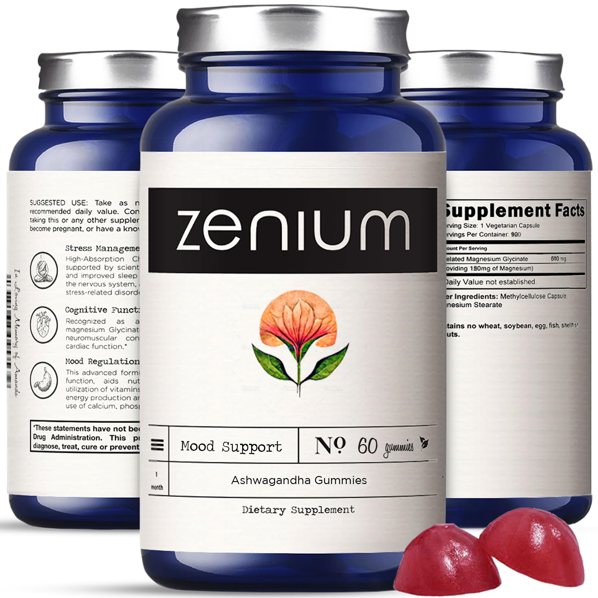 - Zenium Ashwagandha KSM 66 Gummies for Stress Support, Relaxation & Sleep | 60 Count | Mango Flavored | Calm Mind & Body | Relieve Worry, Tension & Nervousness | Ayurvedic | Natural Supplement