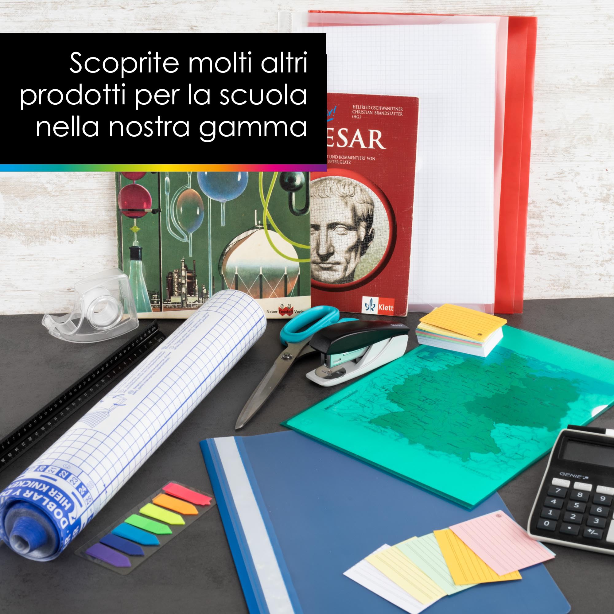 OfficeTree 15m x 40cm Pellicola Libri Adesiva - 60μ - Rotolo Copertina Libri Trasparente - Pellicola Libri Trasparente - Copertine Libri Scolastici Autoadesive