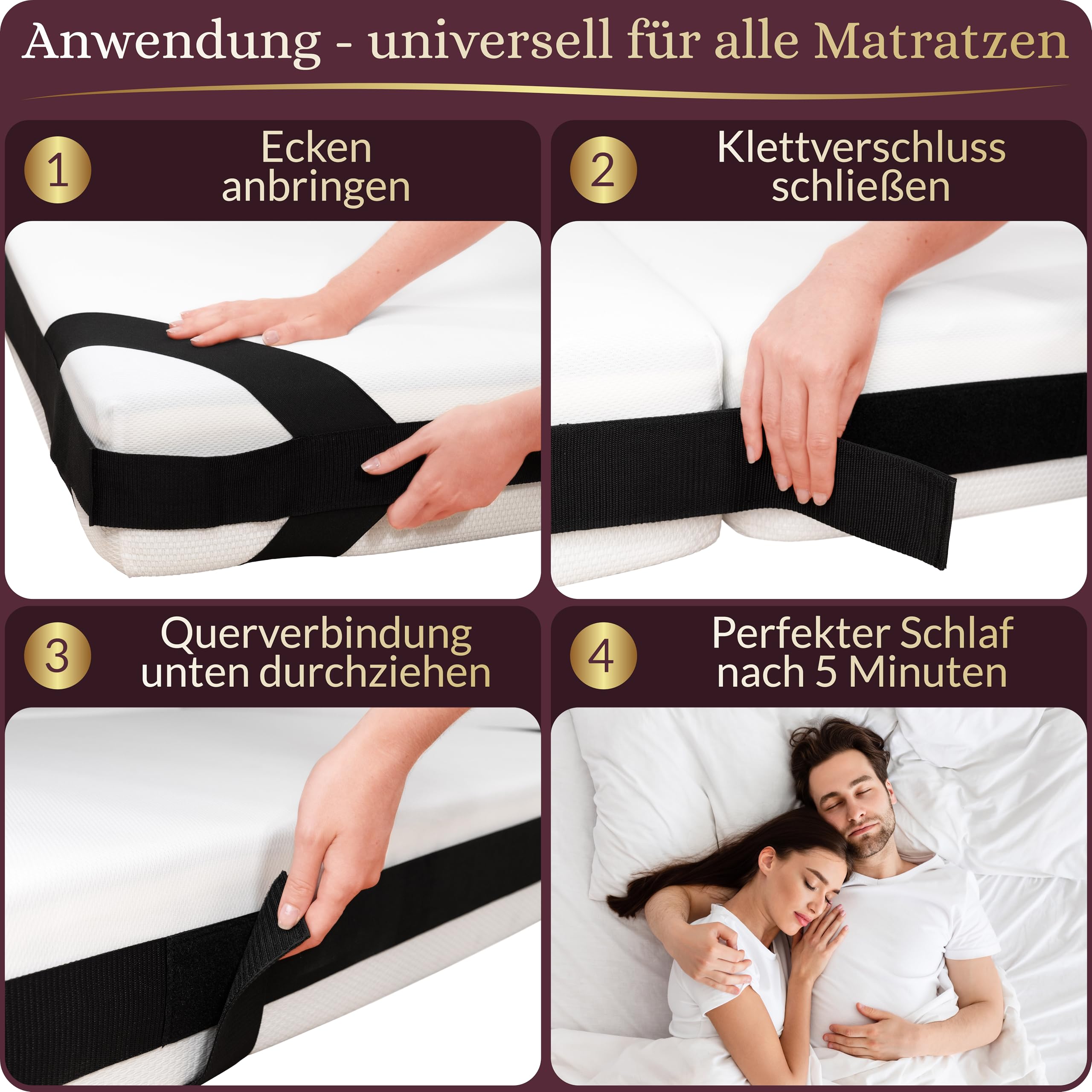 Liebesbrücke: Flexibler Bettrahmen für Matratzen [200cm x 140-200 cm] gegen Besucherritze und verrutschende Matratzen | Matratzenverbinder | Besucherritzenfüller | Matratzenhalter