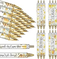 Vista 17 de Chuangdi 24 bolígrafos naranja para baby shower, bolígrafos retráctiles a granel, tinta negra con regalos para invitados, suministros escolares
