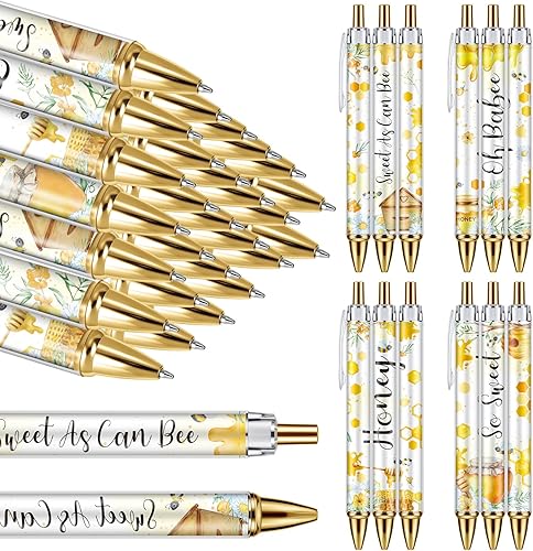 Chuangdi 24 bolígrafos retráctiles para baby shower, bolígrafos retráctiles a granel, tinta negra con regalos para baby shower, suministros