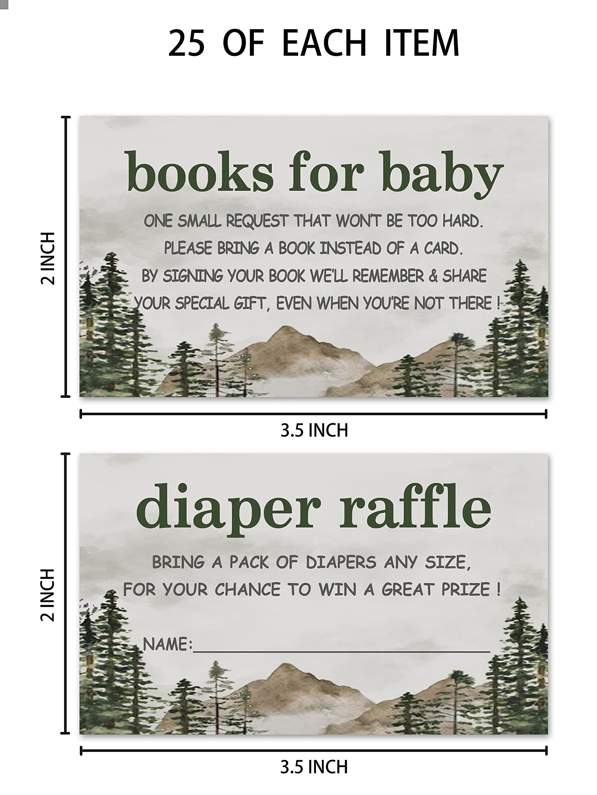 Zestaw zaproszeń na baby shower, wypełnij karty z zaproszeniami, książki dla dziecka, loteria na pieluchy, dziękuję, początek przygody, każdy projekt 25 kart i kopert (łącznie 100 kart) -
