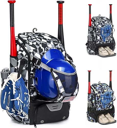 Miniatura 7 de GOTECH Bolsa de sóftbol, bolsa de bate de sóftbol para adultos jóvenes, bolsa de béisbol con gancho para valla para bate de pelota y equipo, mochila