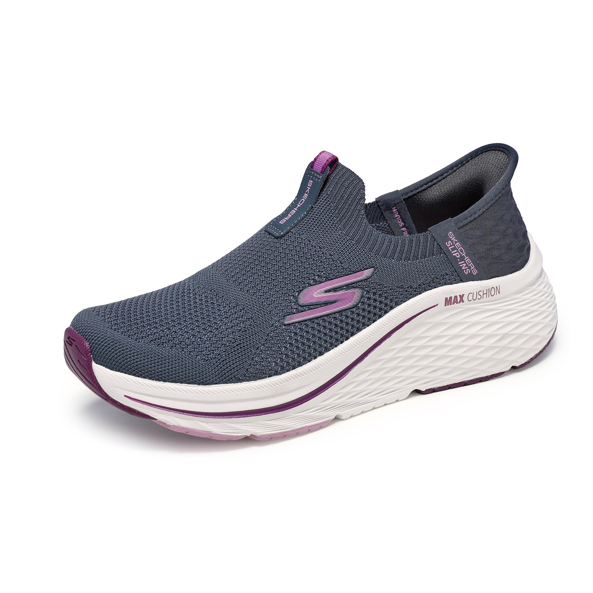 Skechers Women's Max Cushioning Elite 2.0 Eternal Hands Free Slip-ins Sneaker, Charcoal/Burgundy, 5.5 UK
