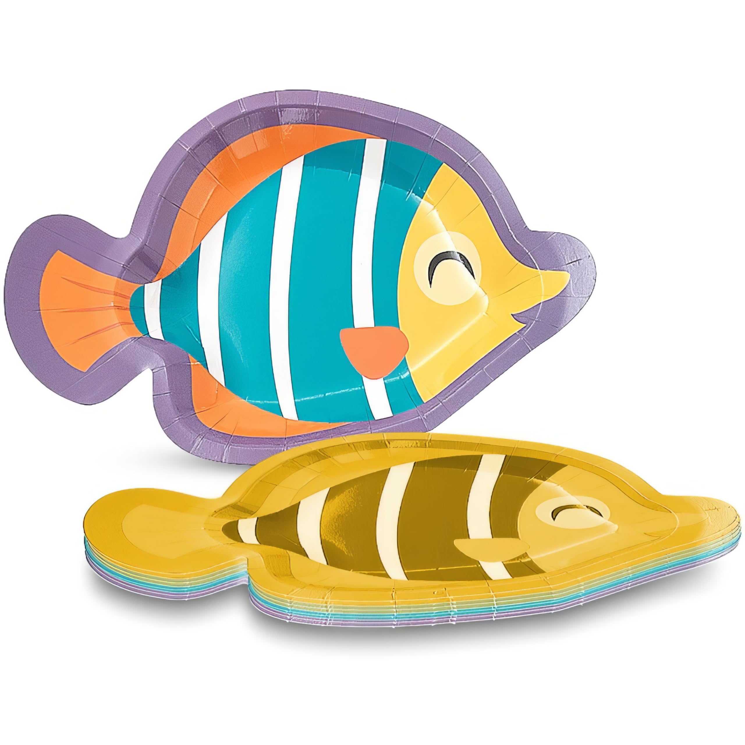 Fun Express Under the Sea Party Fish-Shaped Paper Dessert Plates - Disposable Tableware Dessert Plates & Bowls Party Supplies - Vbs Vacation Bible