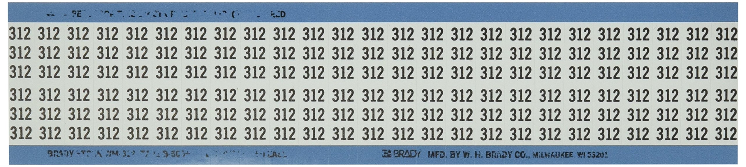 Chiffres solides noirs Brady WM-312-PK en vinyle repositionnable
