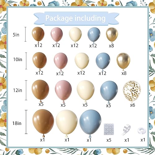 Miniatura 3 de Kit de guirnalda de arco de globos de color rosa polvoriento, azul, marrón, amarillo, retro, rosa, azul polvoriento, marrón, pastel, amarillo,