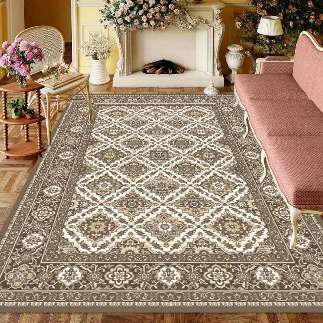 Tapis de chambre garçon haut de gamme marron au design élégant