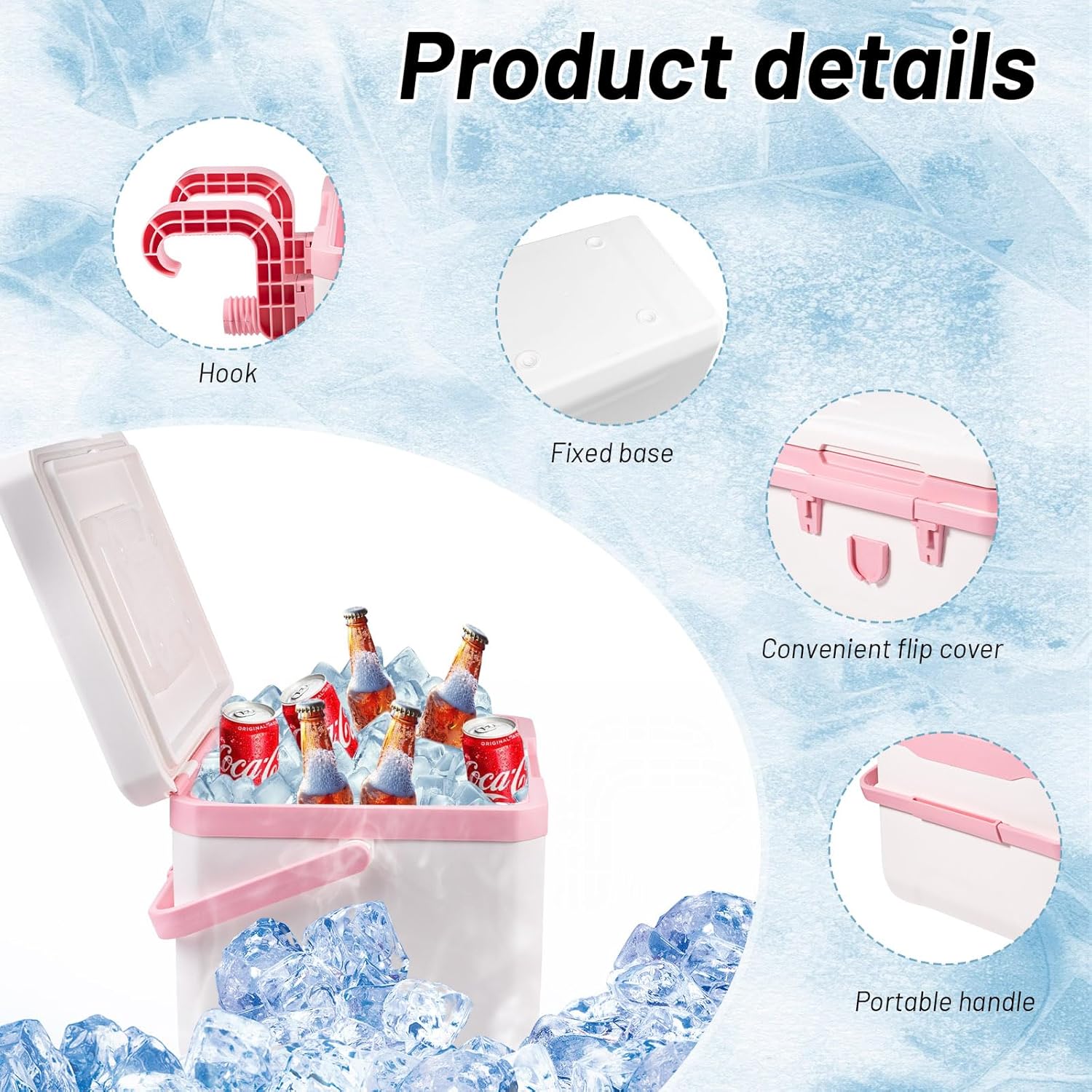 13L Pool Cooler, Insulated Hard Cooler with Handle & Hanging Bracket, Keeps Drinks Cold for 3 Days, Portable Poolside Drink Cooler for Above-Ground Pools, Camping, Fishing