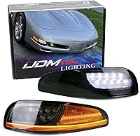 Vista 1 de iJDMTOY Conjunto de luz de giro LED DRL/Láser secuencial con lente ahumada para la parte delantera Compatible con Chevrolet Corvette C5