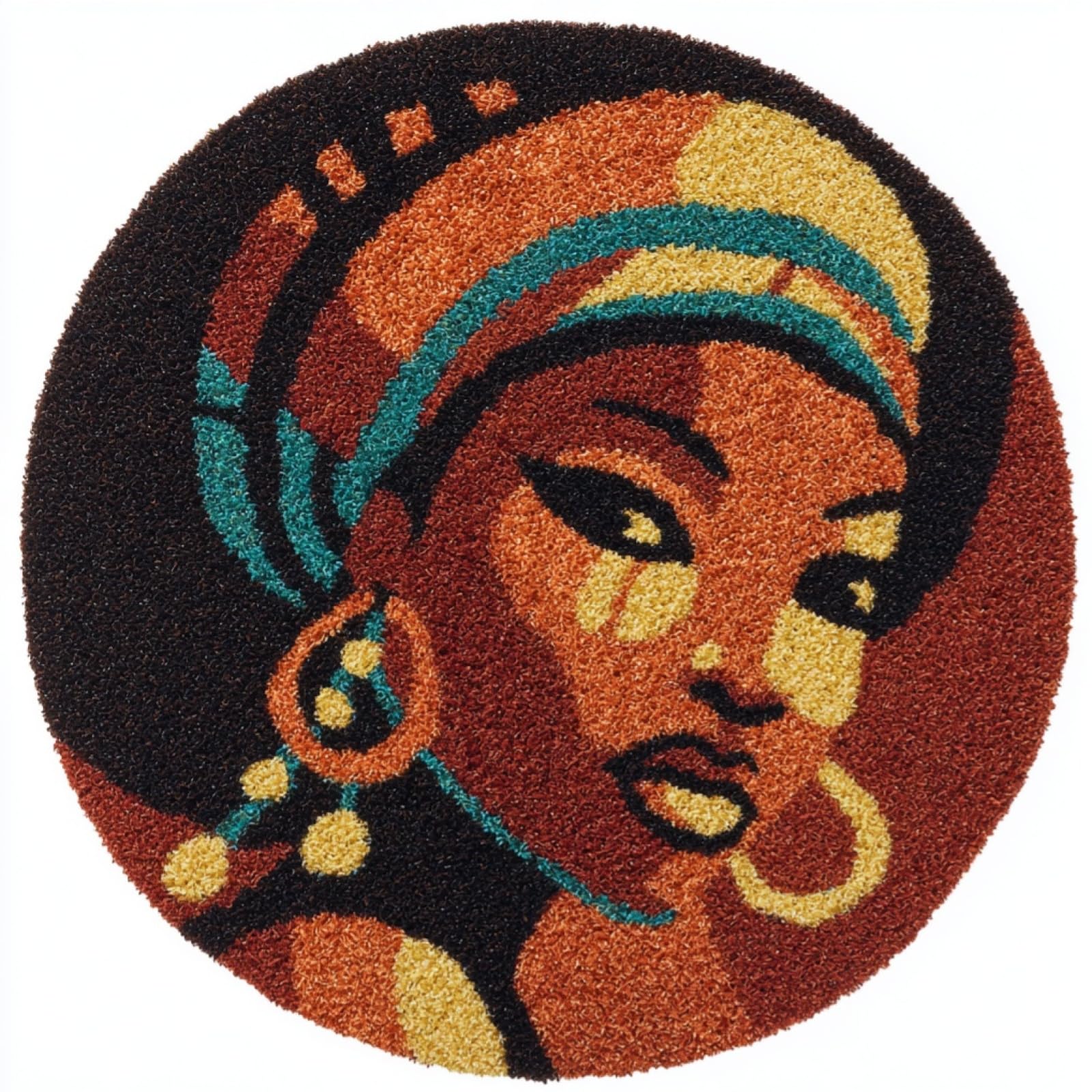 WallustrioaW DIY Craft Latch Hook Rug Kit,African Women,Embroidery Kit,Latch Hook Rug for Adults and Beginners,Craft Gifts Decoration,50x50cm