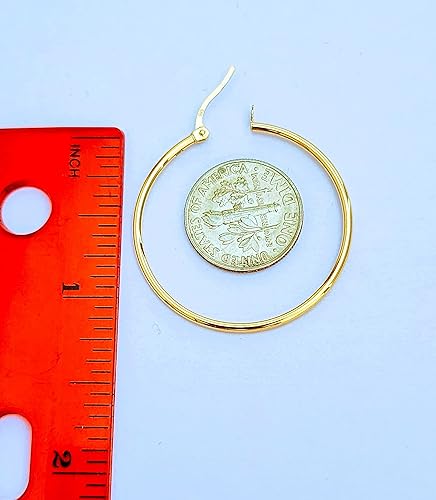 Miniatura 7 de Aretes de aro de oro amarillo de 14 quilates de 1.181 in de diámetro/no chapado en oro, no chapados en oro/cómodos/regalo para ella
