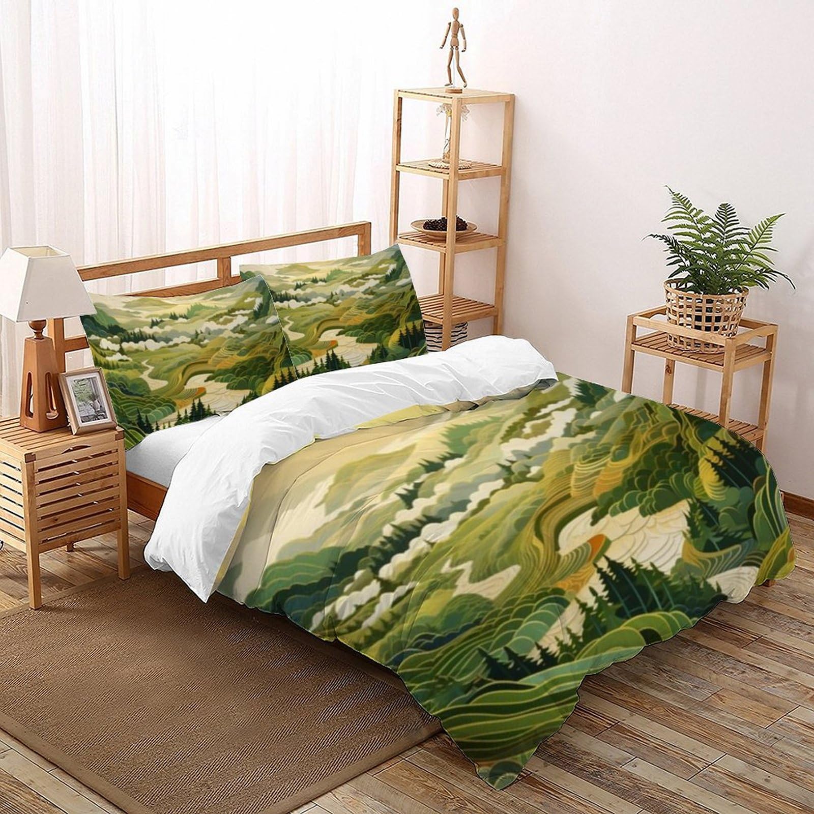 Housse de couette King 220x240cm en microfibre au motif paysage 3D