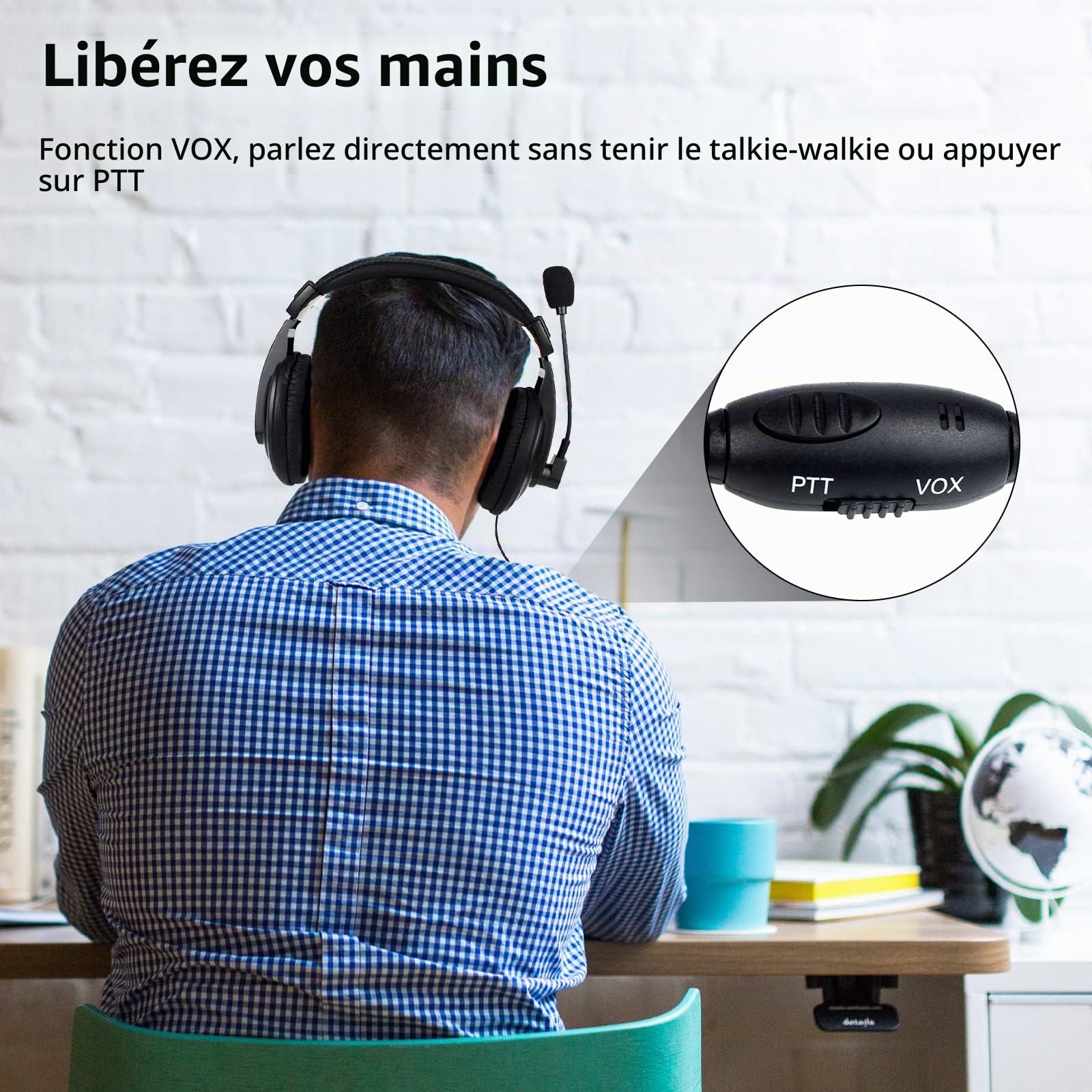 Retevis R114 Casque Talkie Walkie à Réduction de Bruit VOX Écouteur 2 Broches Oreillette Compatible avec Talkie Walkie RT24 RT27 RT668 BaoFeng BF-888s Radioddity R2 Kenwood (1 Pcs)
