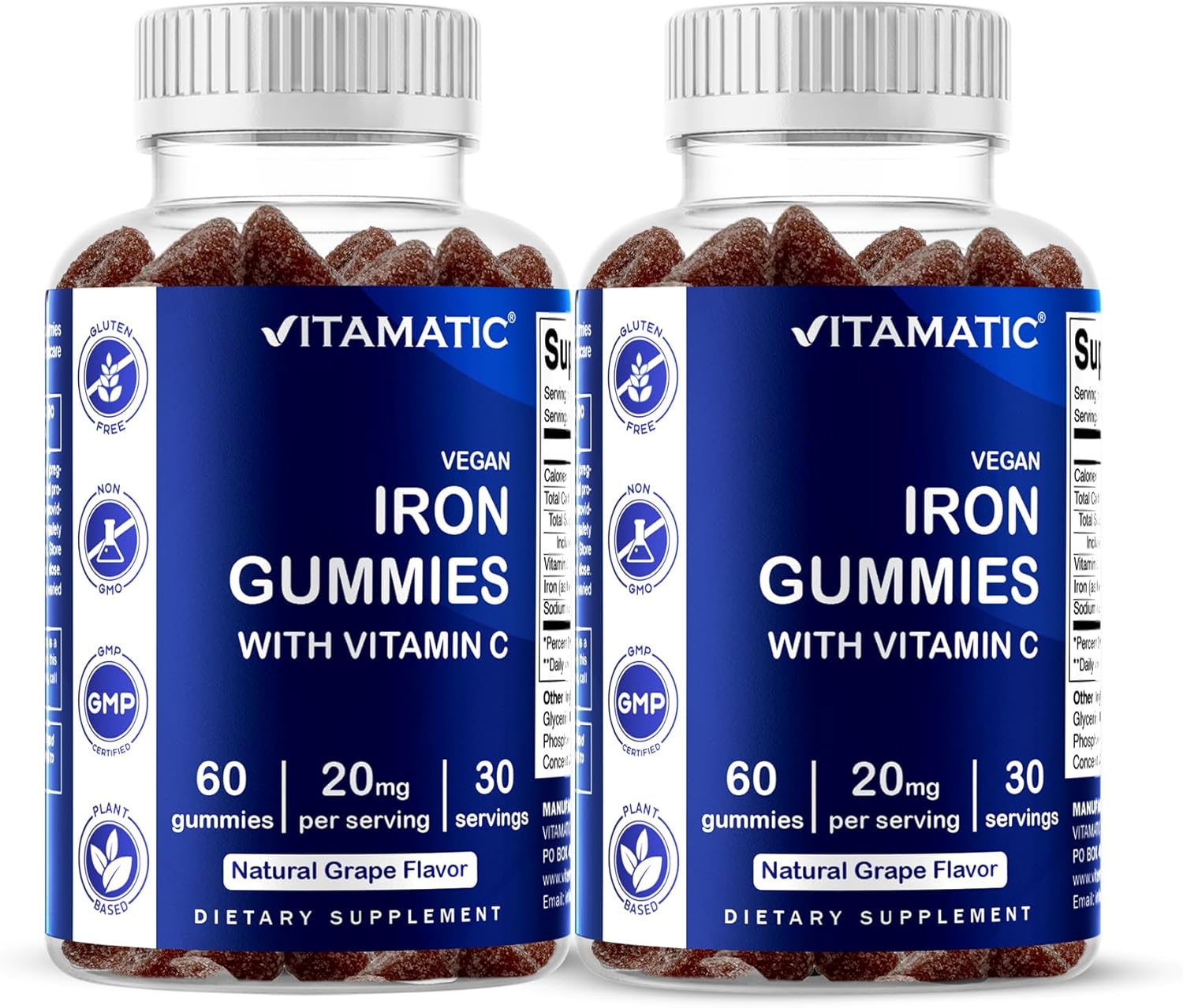 Vitamatic Iron Gummies Supplement for Women & Men – 20mg Serving – 60 Vegan Gummies – Great Tasting Iron Gummy Vitamins with Vitamin C (60 Count (Pack of 2)) Vitamatic Iron Gummies Supplement for Women & Men – 20mg Serving – 60 Vegan Gummies – Great Tasting Iron Gummy Vitamins with Vitamin C (60 Count (Pack of 2))