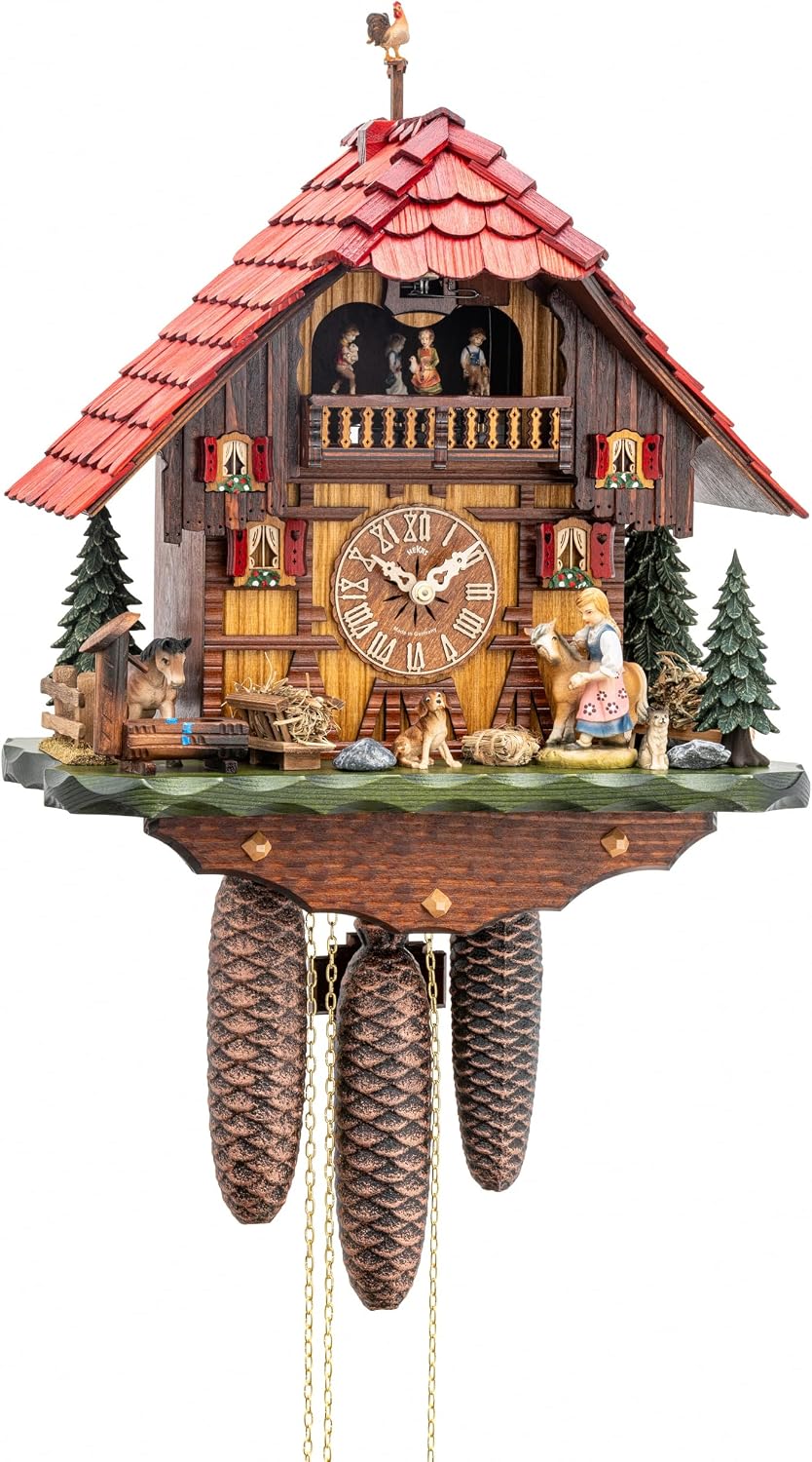 Hekas Cuckoo Clock with Spinning Dancers, Girl with Movable arm