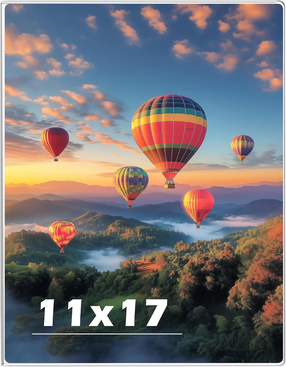 11 x 17 Acrylic Picture Frame, Horizontal/Vertical Clear Photo Frame for Wall with Tape, No Drilling Floating Hanging Frameless Picture Frame, Wall Mount Sign Holder 11x17 for Home, School, Office 1 Pack 11 x 17 Inches