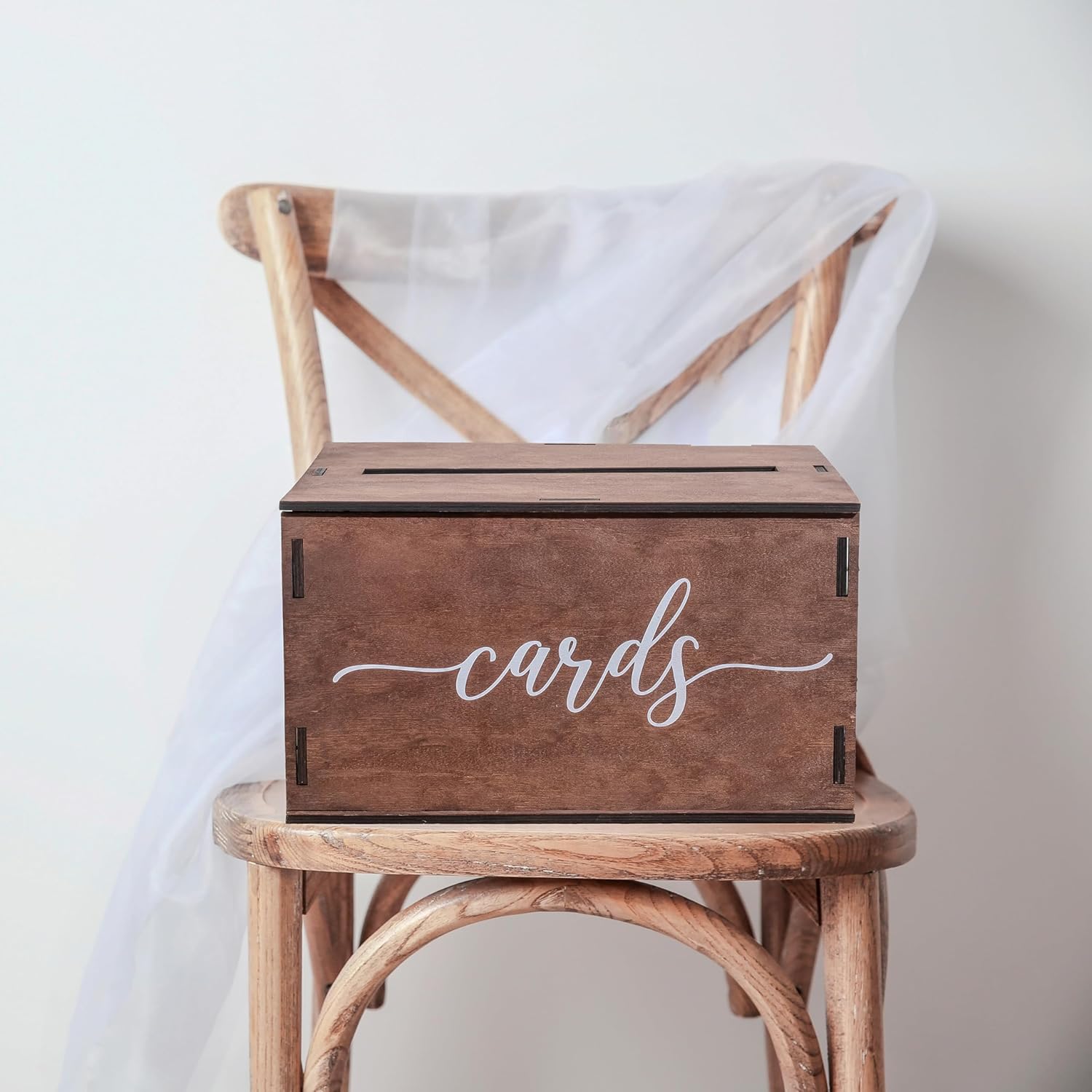 Heather & Willow Wooden Wedding Card Box with Slot + Wooden Ring Box