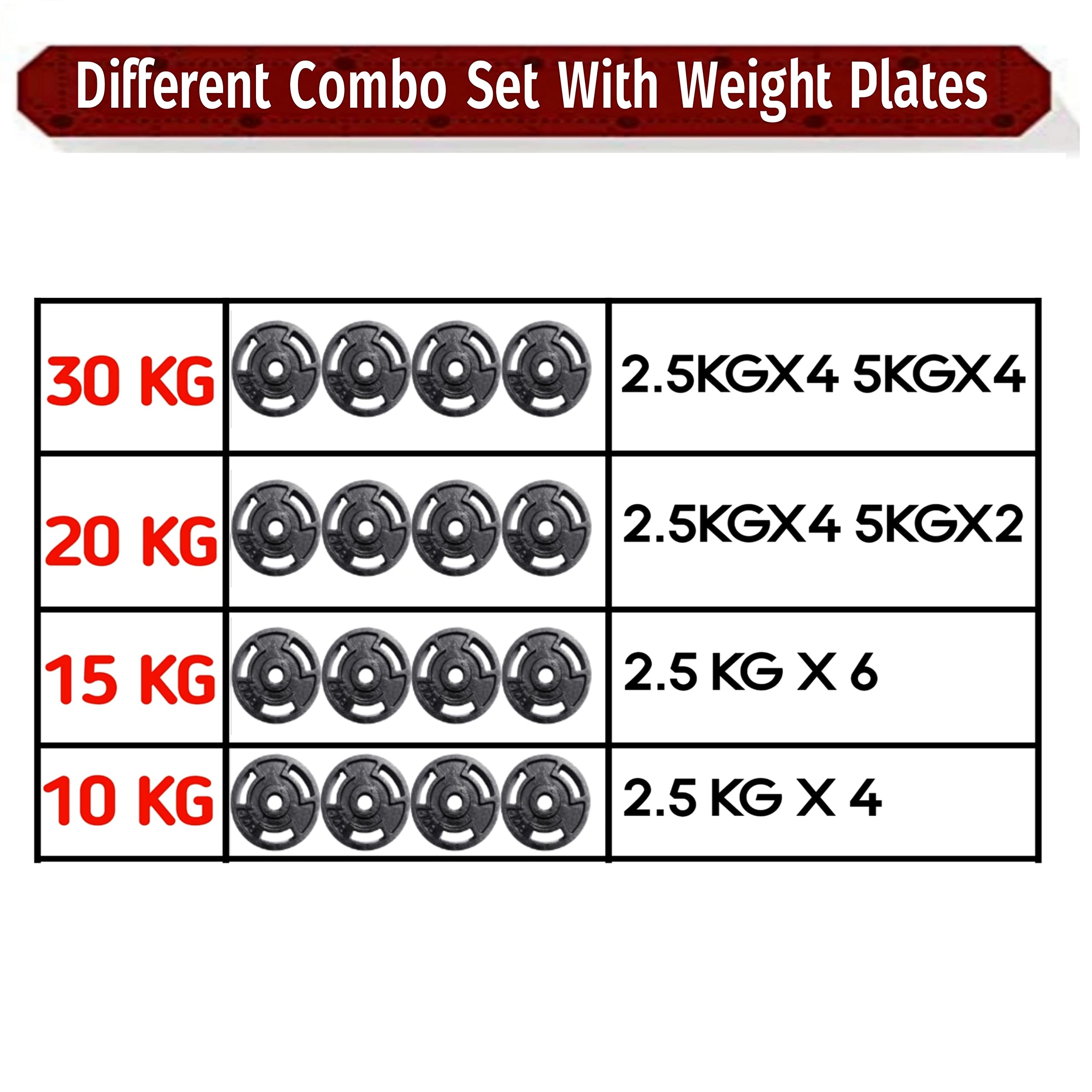 BULLAR home gym set 8kg to 70kg with ez/curl/straight/pair of dumbbell rods, customize your own Exercise Set with Workout Accessories (Dumbbell Rods, Cast Iron, 10 KG) 1