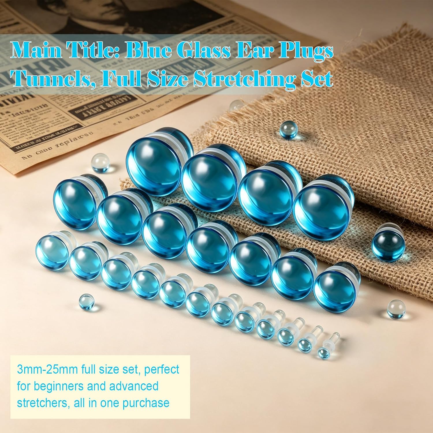 1 Pair Glass Ear Stretching Kit Single Flare Gauges for Ears Plugs 8G-1” image 2