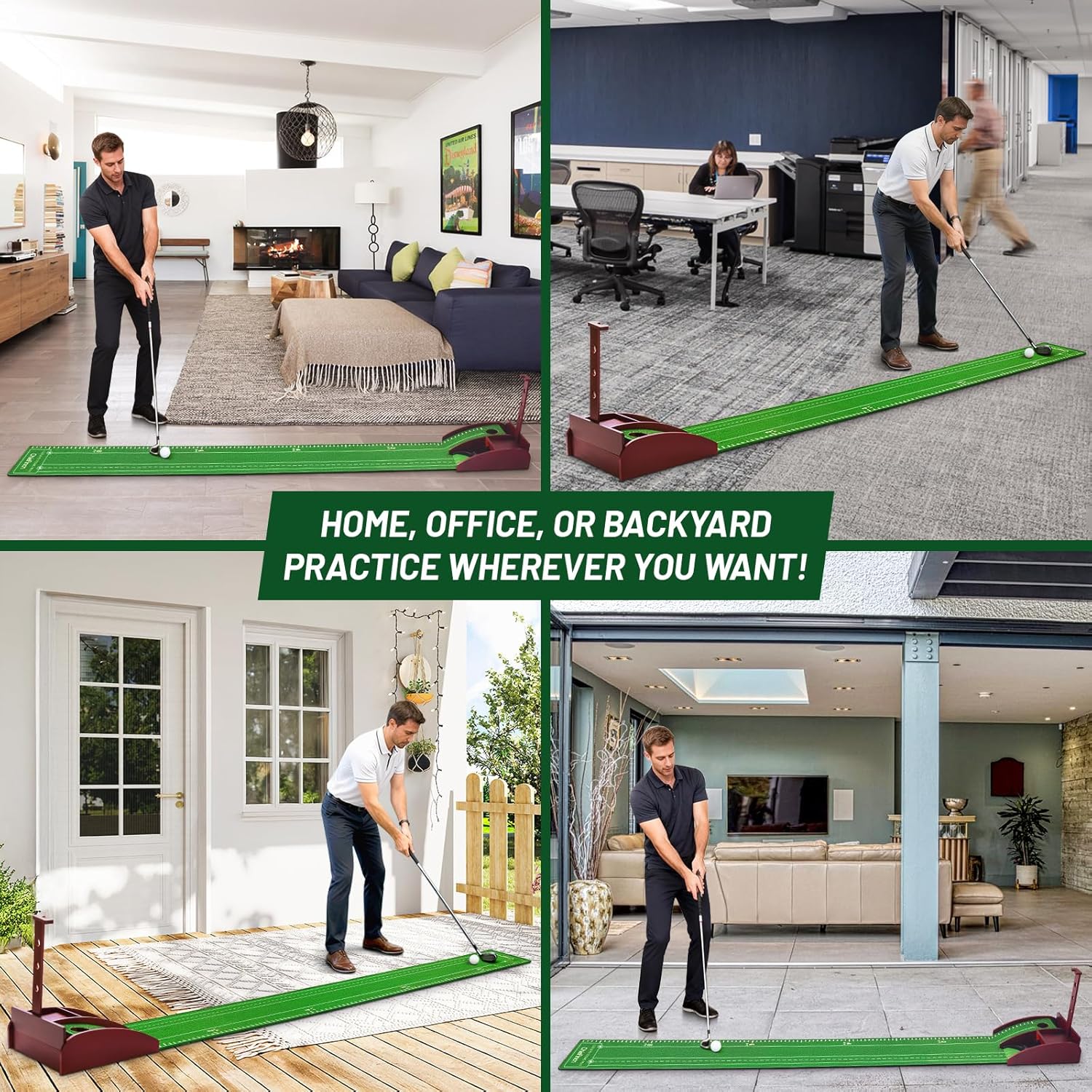 Golf Putting Green for Indoors - Putting Mat with Automatic Ball Return Machine, Mini Golf Pratice Training Equipment at Home or Office, Birthday for Golfs Lovers Golfer Man