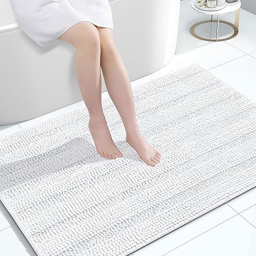Miniatura 153 de Grandaily - Alfombras de baño de felpilla a rayas, extragruesas y absorbentes, antideslizantes, con fibras largas y suaves, lavables a máquina, para