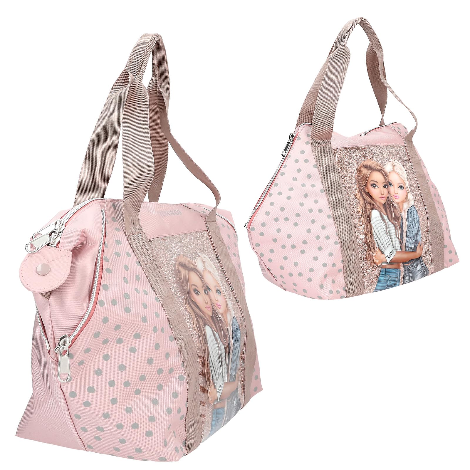 Depesche 14014 TOPModel Dots - Sporttasche in Rosa, mit Model Motiv und Punkte Muster, Tasche mit Henkel und Innenfach
