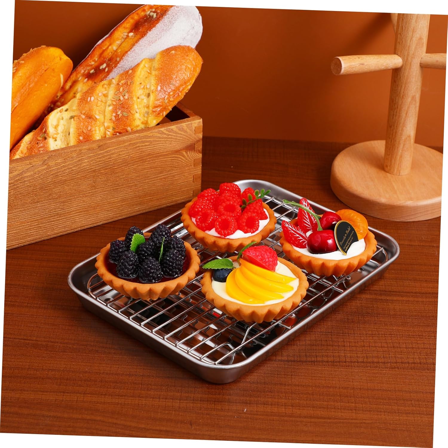 2Sets Stainless Steel Baking Sheet with Wire Rack Capacity Oven Tray and Sheet Pans for Baking Baking Trays for Kitchen