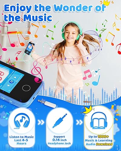 Miniatura 5 de DUDUDRAGON Juguete de teléfono inteligente para niños de 3, 4, 5, 6 años, reproductor de música MP3, juguetes de viaje de doble cámara con juegos