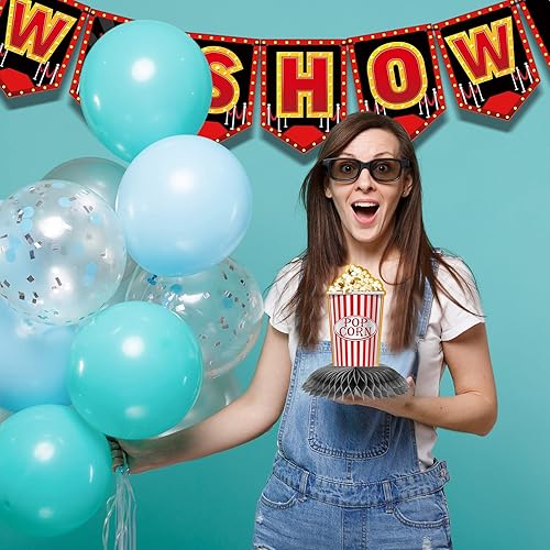 Miniatura 7 de Kit de decoración de fiesta nocturna de película de 36 piezas, ahora mostrando pancartas, centros de mesa, centros de mesa con recortes nocturnos de